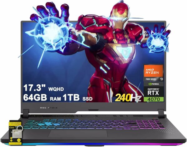 ASUS ROG Strix G17 Gaming Laptop 17.3" WQHD 240Hz (G-Sync, 100% DCI-P3, 3ms) AMD 16-core Zen 4 Ryzen 9 7940HX (>i9-12900H) 64GB RAM 1TB SSD GeForce RTX 4070 USB-C RGB Backlit Win11 w/ICP Accessory - For Sale - Price