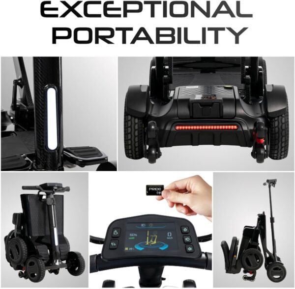 Pride Mobility Go-Go Carbon Travel Lightweight 39 Lbs Foldable Mobility Scooter | up to 3.7 mph Go Go Scooter for Seniors, Adults, Elderly | All Terrain Mobility Transport (Black) - For Sale - Price - Image 4