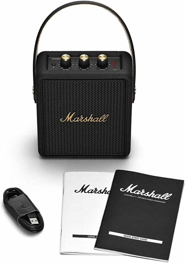 Marshall Stockwell II Portable Bluetooth Speaker, Black and Brass - For Sale - Price - Image 11