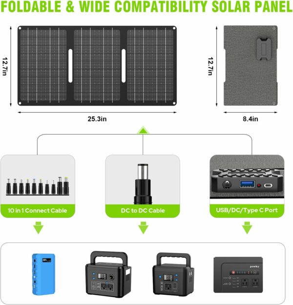 Portable Power Bank with Panel, 24000mAh Portable Power Station with 30W Solar Panel, Lithium Battery Power 110V/88Wh AC, DC, USB QC3.0 for Home Camping Emergency Backup - For Sale - Price - Image 3