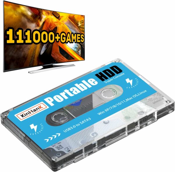 Kinhank 500G Portable External Game Hard Drive Disk, Built-in 111000+ Games, Batocera 33 Game System, for Laptop/PC/Windows/, (No Gamepad) - For Sale - Price