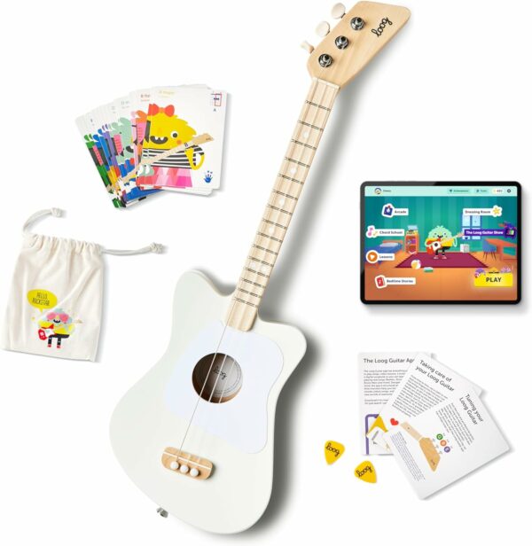 Loog Mini Acoustic kids Guitar for Beginners 3-strings Ages 3+ Learning app and lessons included - For Sale - Price