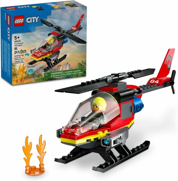 LEGO City Fire Rescue Helicopter Toy, Building Set with Firefighter Minifigure Pilot Toy, Fun Gift or Pretend Play Toy for Boys, Girls and Kids Ages 5 and Up, 60411 - For Sale - Price