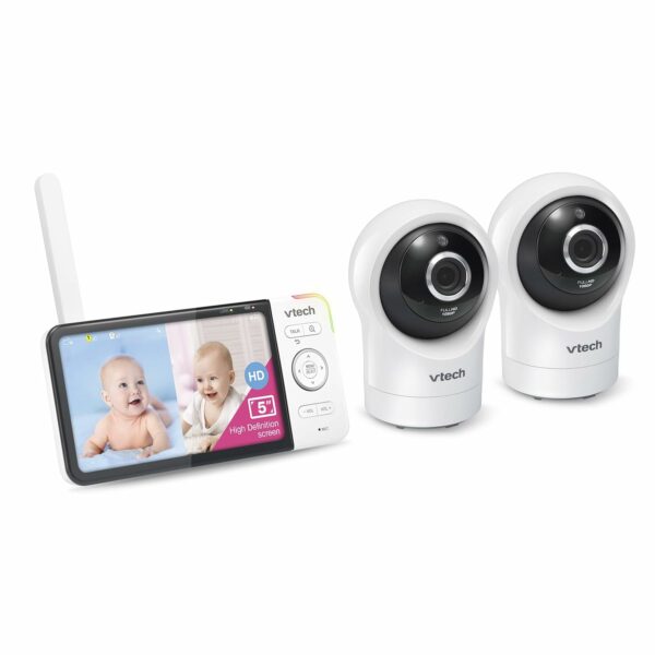 VTech RM5764-2HD 1080p Smart WiFi Remote Access 2 Camera BabyMonitor, 360° Pan & Tilt, 5" 720p HD Display, Night Vision, Soothing Sounds, 2-Way Talk, Temperature & Motion Detection, iOS & Android - For Sale - Price - Image 14