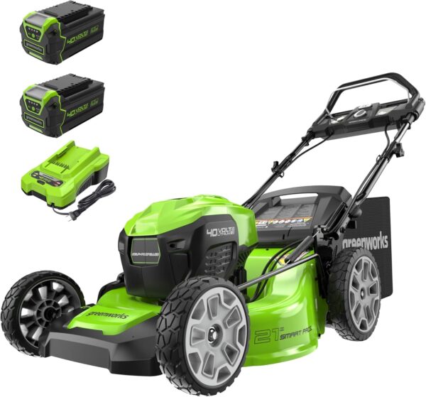 Greenworks 40V 21" Brushless Cordless (Smart Pace / Self-Propelled) Lawn Mower (75+ Compatible Tools), (2) 4.0Ah Batteries and Charger Included, Price For Sale