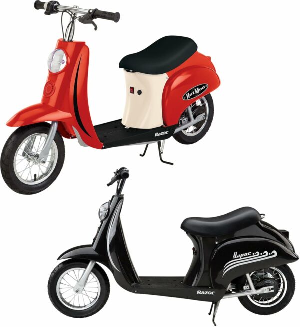 Razor Pocket Mod Miniature Euro 24 Volt Electric Retro Scooters, 1 Red & 1 Black - For Sale - Price