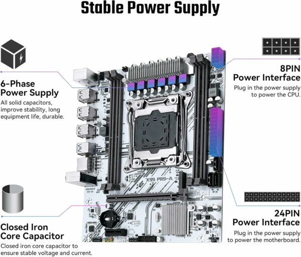 X99 LGA 2011-3 Motherboard Micro ATX Gaming Motherboard for Intel Xeon E5 V3 V4 Series Processors (DDR4 Max 128GB, PCIe 3.0, NVME/NGFF M.2, Gigabit LAN, SATA 3.0, USB 3.0), X99 PR9-A - For Sale - Price - Image 8