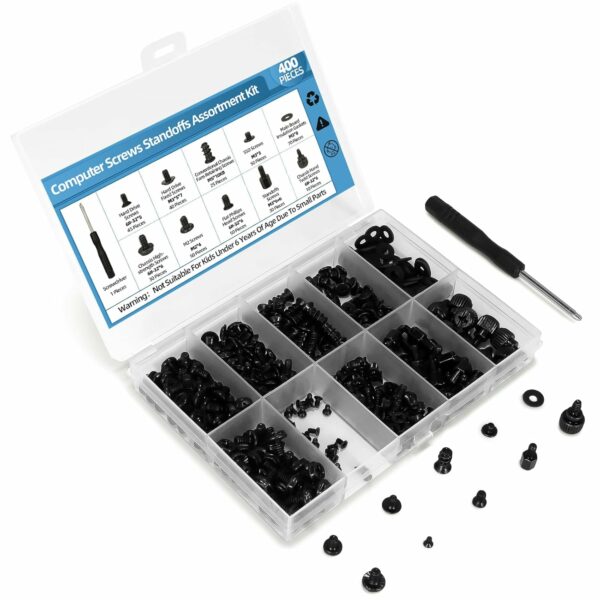 400PCS Computer Screws Assortment Kit with Screwdriver Motherboard Standoffs Screws for Universal Motherboard, HDD, SSD, Hard Drive,Fan, Power Supply, Graphics, PC Case, DIY Installation and Repair - For Sale - Price