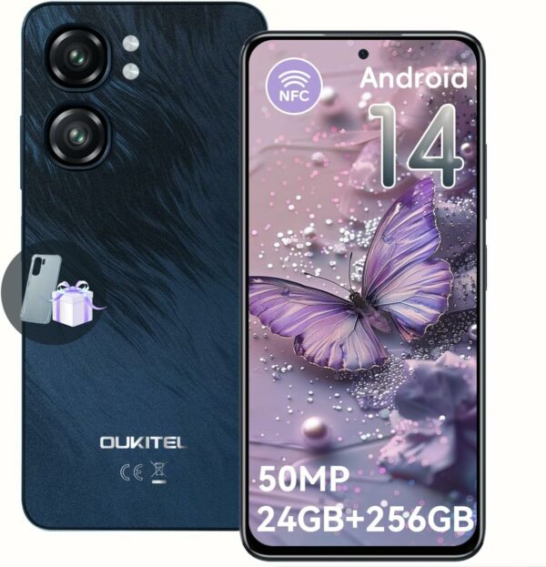 OUKITEL C58 Pro Unlocked Mobile Phones - Android 14 Cell Phone with 24(6+18) GB +256GB/1TB TF Expand, 6.7" HD+ Screen 90Hz 5150mAh Battery 50MP Main Camera Smartphones, Dual SIM/NFC/T-Mobile/OTG 2025 - For Sale - Price