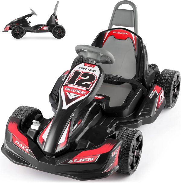 ELEMARA Electric Go Kart for Kids, 12V 2WD Battery Powered Ride On Cars with Parent Remote Control for Boys Girls,Vehicle Toy Gift with Adjustable Seat,Safety Belt,USB Port,Horn,Black, Price For Sale