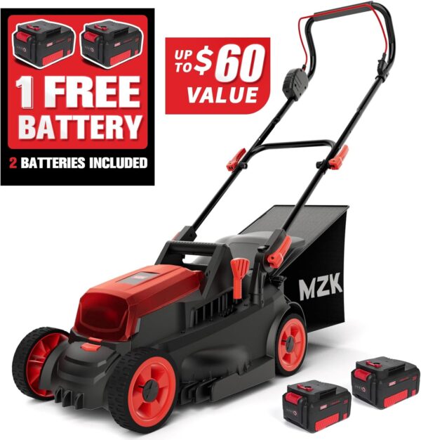 MZK 20V 13”Cordless Electric Lawn Mower,with 4-Position Height Adjustment,Compact and Lightweight Push Battery Powered Lawn Mower (2 * 4AH Batteries & Fast Charger Included) - For Sale - Price - Image 6