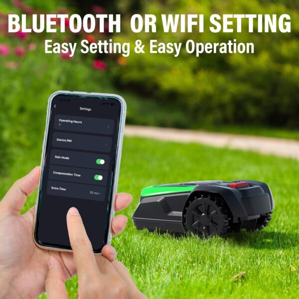 SOYUS Robot Lawn Mower, Automatic Robot Mower APP Controlled with Schedule, Self-Charging, Bluetooth/Wi-Fi Connected Robotic Lawn Mowers, Covers up to 1/3 Acre (15069 sq ft) - For Sale - Price - Image 4