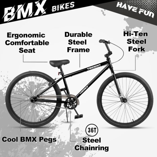 24 26 Inch BMX Race Bike Trident Bicycles Beginner-Level to Advanced Riders with 2 Pegs, Multiple Colors - For Sale - Price - Image 2