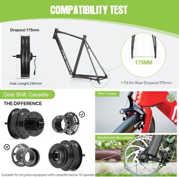 BAFANG 48V1000W Rear Hub Motor:Electric Bike Conversion Kit for 20"/26" Fat Tire Bikes, Ebike Kit with PAS Sensor, Optional Digital Display & Battery - Suit for for 175mm Dropout Size Snow/Beach Bike - For Sale - Price - Image 3