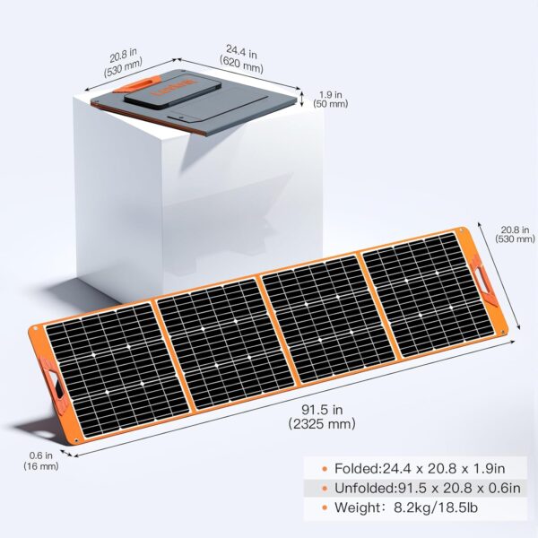 Upgraded 200W Portable Solar Panel for Power Station Generator, 18V Foldable Waterproof IP65 Solar Cell Charger with Adjustable Kickstand and MC-4 Cable for Laptop Outdoor Camping Boat Lawn RV Trip For Sale - Price - Image 4