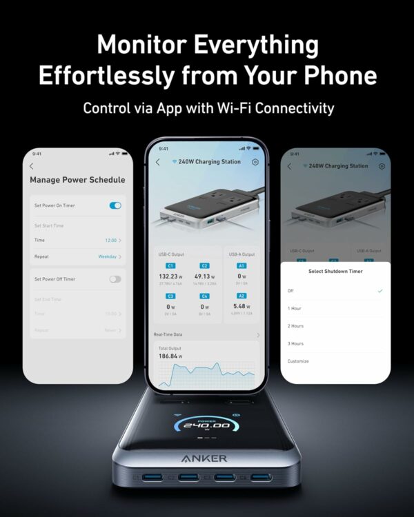Anker Prime Charging Station, 240W 8-in-1 USB C Power Strip, 5 ft Detachable Extension Cord, 2 AC, 4 USB C, 2 USB A, for iPhone 15/14, Desktop Accessory for MacBook, Home, Office (Not for Travel) - For Sale - Price - Image 6