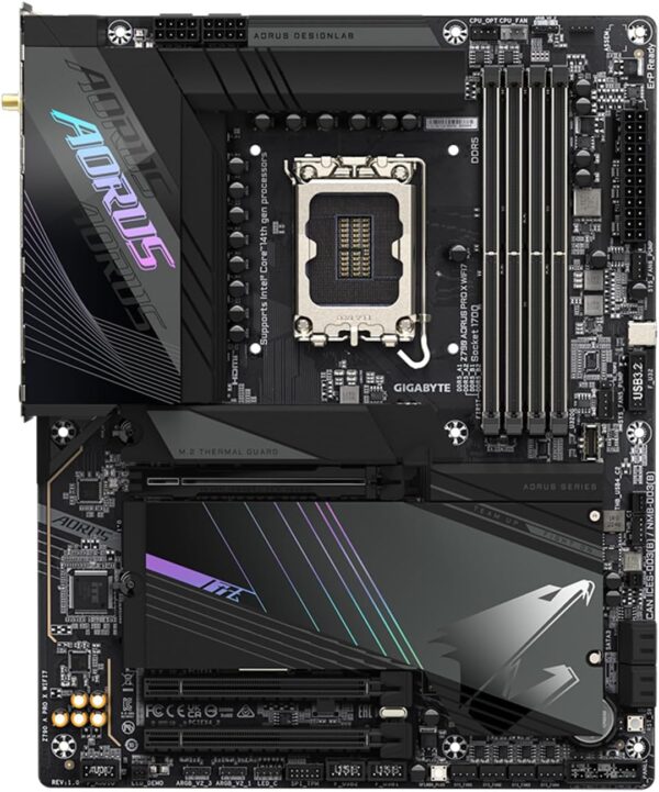 GIGABYTE Z790 AORUS PRO X WIFI7 LGA 1700 Intel Z790 X ATX Motherboard with DDR5, 5* M.2, PCIe 5.0, USB 3.2 Type-C, Wi-Fi 7, 5GbE LAN, Q-Flash Plus, EZ-Latch Plus - For Sale - Price - Image 2