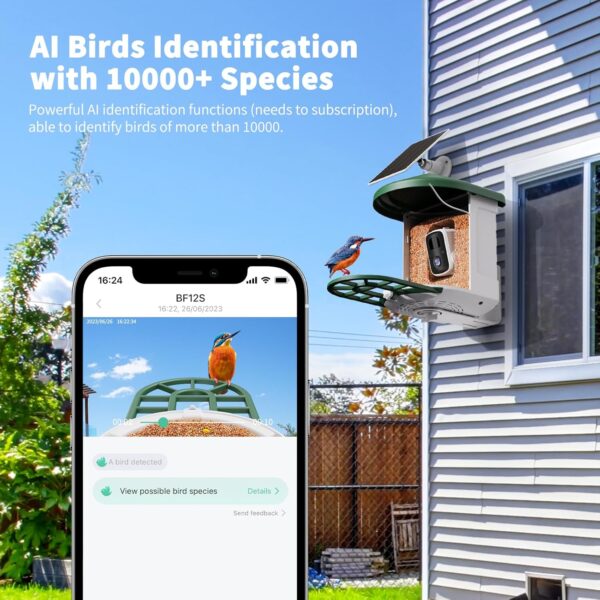 Bird Feeder with Camera with AI Identify Bird Species Solar Panel, Smart Bird House with Cam, Live View, Instant Arrival Alerts, Capture Bird Video, Bird Lover Watching Birds - For Sale - Price - Image 2