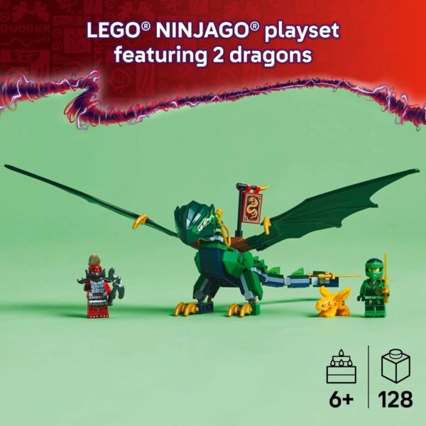 LEGO NINJAGO Lloyd's Green Forest Dragon Toy - Pretend Play Building Toy for Boys and Girls, Ages 6+ - Dragon Figurine with 2 Minifigures for Kids - Gift Idea for Birthdays - 71829 - For Sale - Price - Image 2