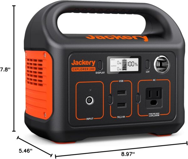 Jackery Portable Power Station Explorer 240, 240Wh Backup Lithium Battery, 110V/200W Pure Sine Wave AC Outlet, Solar Generator for Outdoors Camping Travelling and Emergencies. (Solar Panel Separate) - For Sale - Price - Image 6