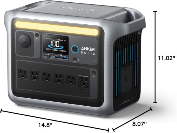 Anker SOLIX C1000 Portable Power Station, 1800W (Peak 2400W) Solar Generator, Full Charge in 58 Min, 1056wh LiFePO4 Battery for Home Backup, Power Outages, and Outdoor Camping (Optional Solar Panel) - For Sale - Price - Image 8