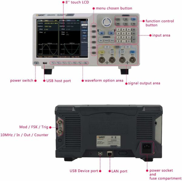 OWON XDG3202 2CH 200MHz 1.25GSa/s 14 bits Touch Screen Arbitrary Waveform Generator For Sale - Price - Image 4