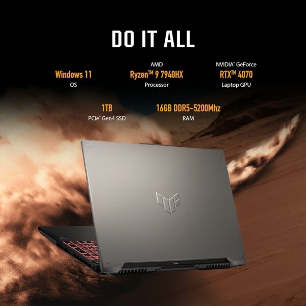 ASUS TUF Gaming A16 (2024) Gaming Laptop, 16” QHD+ 165Hz 16:10 Display, AMD Ryzen™ 9 7940HX, NVIDIA® GeForce RTX™ 4070, 16GB DDR5, 1TB PCIe Gen4 SSD, Wi-Fi 6, Windows 11, FA607PI-AS94 - For Sale - Price - Image 2