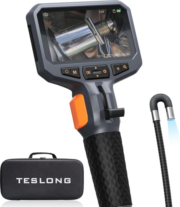 Teslong Two-Way Articulating Borescope with Light, Industrial Endoscope Inspection Camera with Articulated Probe, Flexible Mechanic Fiber Optic Snake Scope Cam for Wall Automotive Engine Inspect-5FT - For Sale - Price