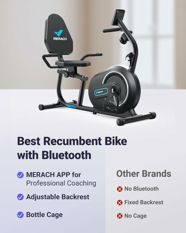 MERACH Recumbent Exercise Bike for Home with Smart Bluetooth and Exclusive App Connectivity, LCD, Heart Rate Handle, Magnetic Recumbent Bikes S08/S23 - For Sale - Price - Image 2