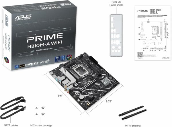 ASUS Prime H810M-A WiFi-CSM Intel® H810 LGA 1851 mATX Motherboard, 6+1+1+1 Discrete MOS, DDR5, PCIe 4.0, 2X M.2, Intel® 1Gb Ethernet, Wi-Fi 6, DisplayPort, HDMI™, USB 10Gbps, Front USB 5Gbps Type-C® - For Sale - Price - Image 8