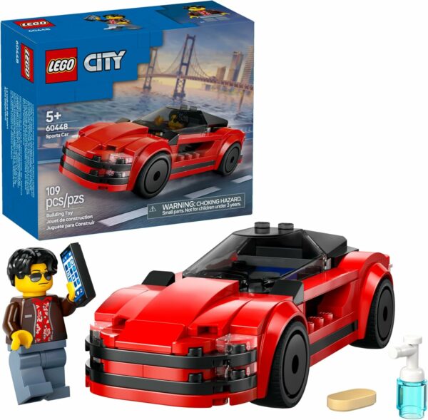 LEGO City Red Sports Car Toy - Building Toy for Kids, Boys and Girls, Ages 5+ - Educational Gift for Birthdays and Holidays - Includes Driver Minifigure and Other Accessories - 60448 - For Sale - Price