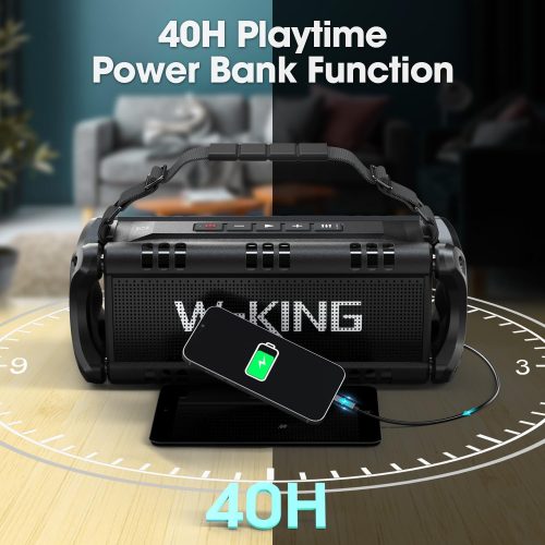 W-KING Bluetooth Speaker, 90W Peak 50W Speakers Bluetooth Wireless, Portable Bluetooth Speaker Loud with Deep Bass,IPX6 Waterproof Boombox Large Outdoor Speaker/Subwoofer/Power Bank/40H/EQ/TF/AUX/NFC - For Sale - Price - Image 6