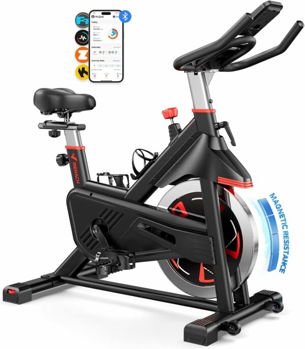 MERACH Exercise Bike, Indoor Cycling Bike Brake Pad, Magnetic Stationary Bike with Exclusive App, 300lbs Cycle Bike with Comfortable Bike Seat Cushion and Tablet Mount for Home Weight Loss - For Sale - Price