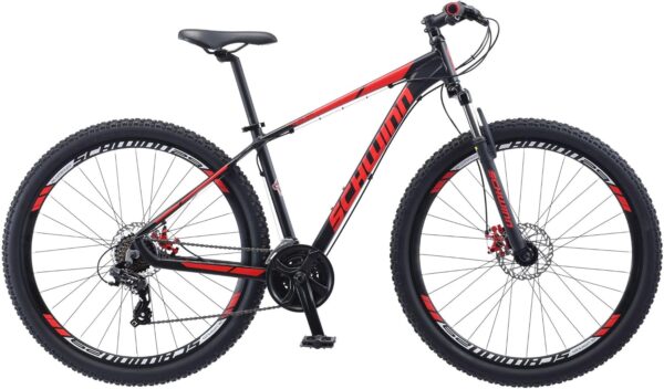 Schwinn Bonafide Men and Women Mountain Bike, Front Suspension, 24-Speed, 29-Inch Wheels, 17-Inch Aluminum Frame, Matte Black/Red - Image 8