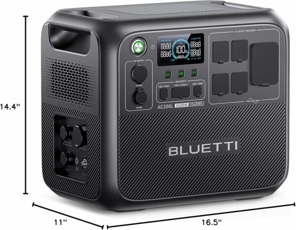 BLUETTI AC200L Portable Power Station, 2048Wh LiFePO4 Battery Backup, Expandable to 8192Wh w/ 4 2400W AC Outlets (3600W Power Lifting), 30A RV Output, Solar Generator for Camping, Home Use, Emergency - For Sale - Price - Image 8