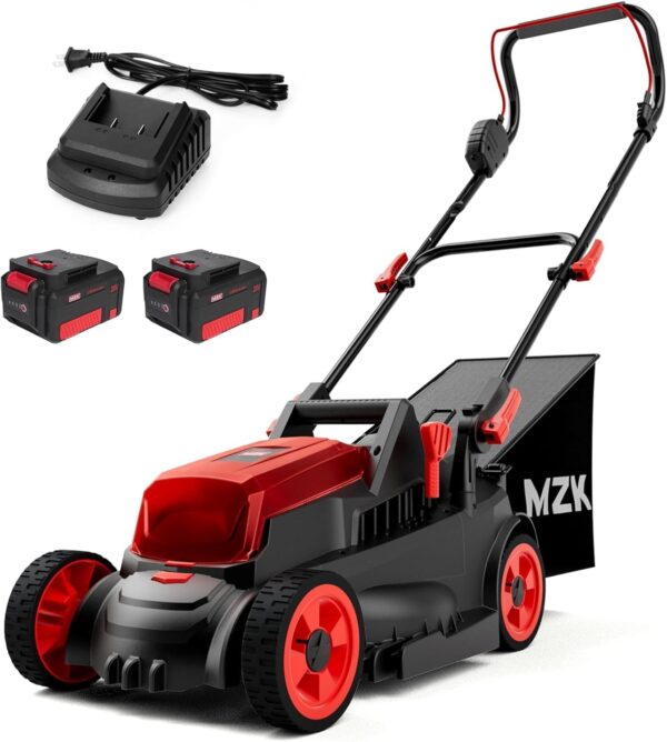 MZK 20V 13”Cordless Electric Lawn Mower,with 4-Position Height Adjustment,Compact and Lightweight Push Battery Powered Lawn Mower (2 * 4AH Batteries & Fast Charger Included) - For Sale - Price