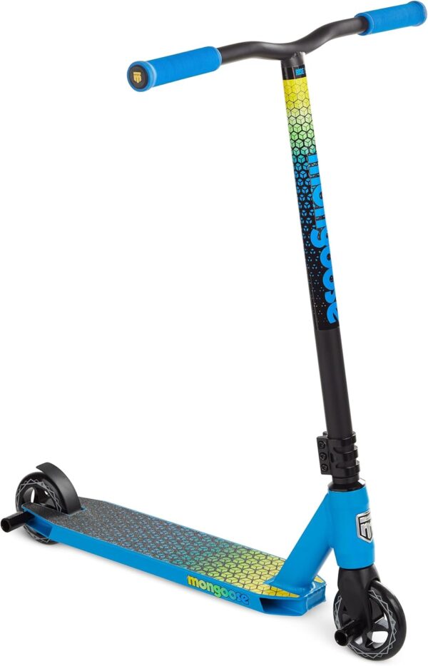 Mongoose Rise Freestyle Stunt Trick Scooter, For Kids Youth Adult Men Women Ages 8 Up, Lightweight Alloy Deck & Heavy-Duty Frame Up to 220 lbs., Bike-Style Grip, T-Bar Handlebar and High Impact Wheels - For Sale - Price