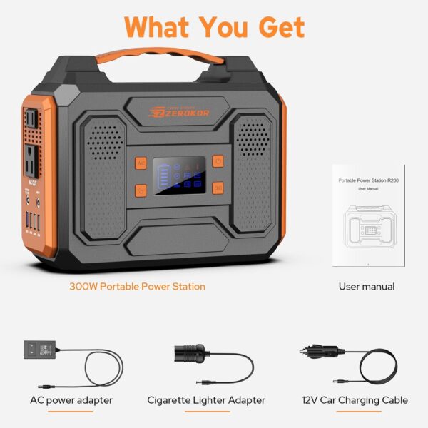 Portable Power Station 300W Solar Generator 280Wh (without Solar Panel), 110V Portable Power Bank with AC Outlet Pure Sine Wave, DC, USB QC3.0, External Lithium Battery Pack for Camping RV Home Use For Sale - Price - Image 7