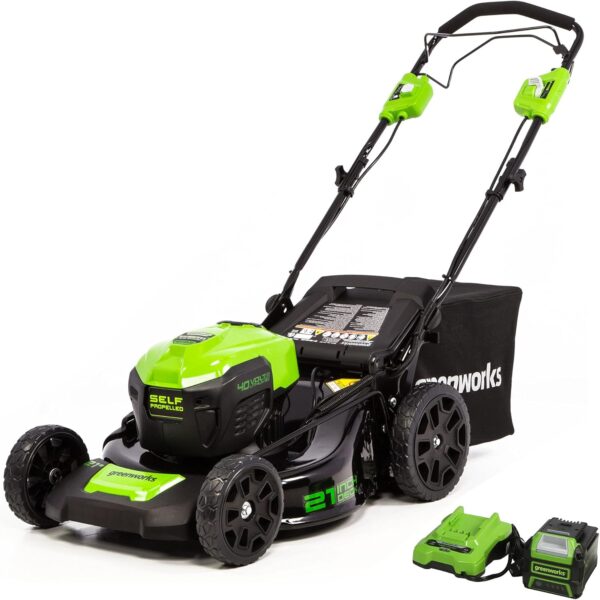 Greenworks 40V 21" Brushless Cordless (Self-Propelled) Lawn Mower (75+ Compatible Tools), 5.0Ah Battery and Charger Included - For Sale - Price