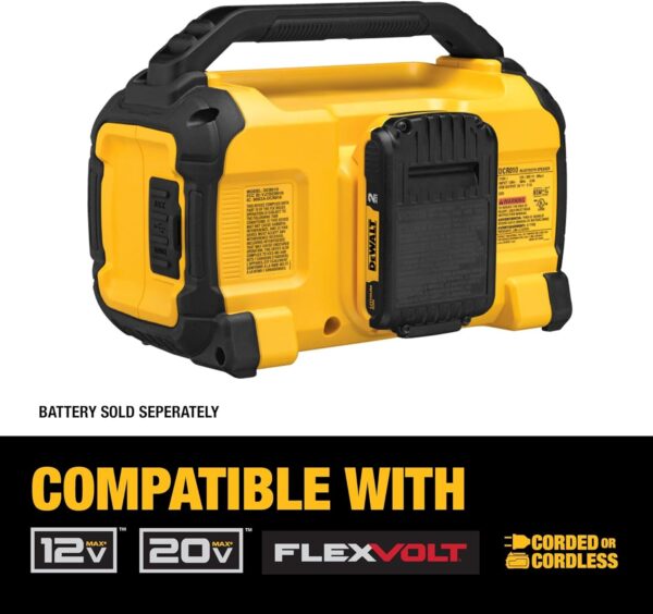 DEWALT 20V MAX Bluetooth Speaker, 100 ft Range, Durable for Jobsites, Phone Holder Included, Lasts 8-10 Hours with Single Charge (DCR010) - For Sale - Price - Image 6