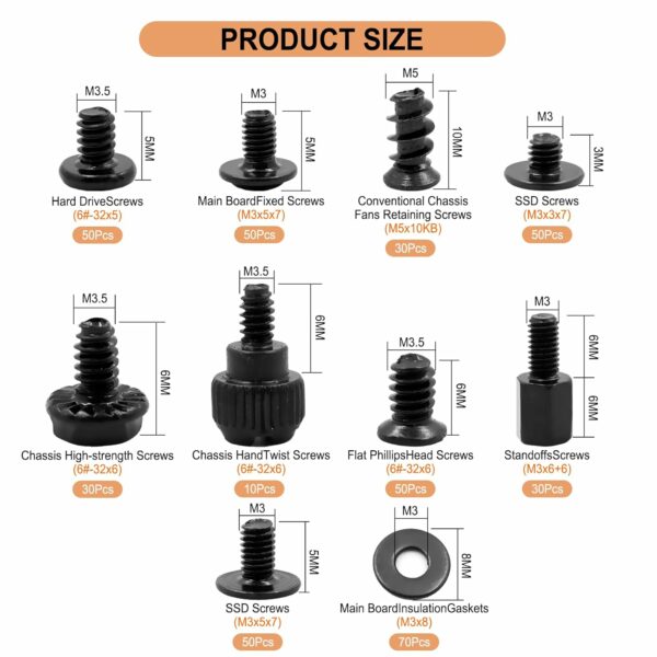 420PCS Computer Screw Kit, Motherboard Standoffs Assorted Screws for PC Case, HDD, SSD, Laptop, Fan, CD-ROM - for DIY PC Build Repair - For Sale - Price - Image 2