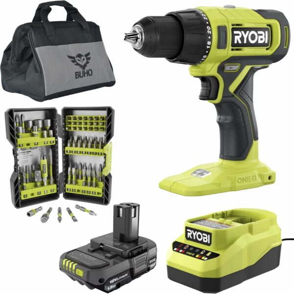 Cordless 1/2 inch Drill Driver Bundle - Includes Cordless 1/2 Drill Driver, 70 Piece Drill Bit Set, 18-Volt Lithium-ion Battery, Charger and Tool Bag - For Sale - Price