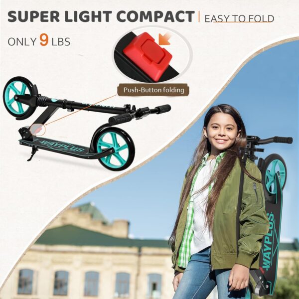 Kick Scooter for Ages 6+,Kid, Teens & Adults. Max Load 240 LBS. Foldable, Lightweight, 8IN Big Wheels for Kids, Teen and Adults, 4 Adjustable Levels. Bearing ABEC9 - For Sale - Price - Image 2