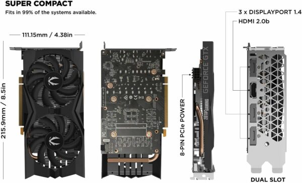 ZOTAC GeForce GTX 1660 6GB GDDR5 192-bit Gaming Graphics Card, Super Compact, ZT-T16600K-10M - For Sale - Price - Image 2