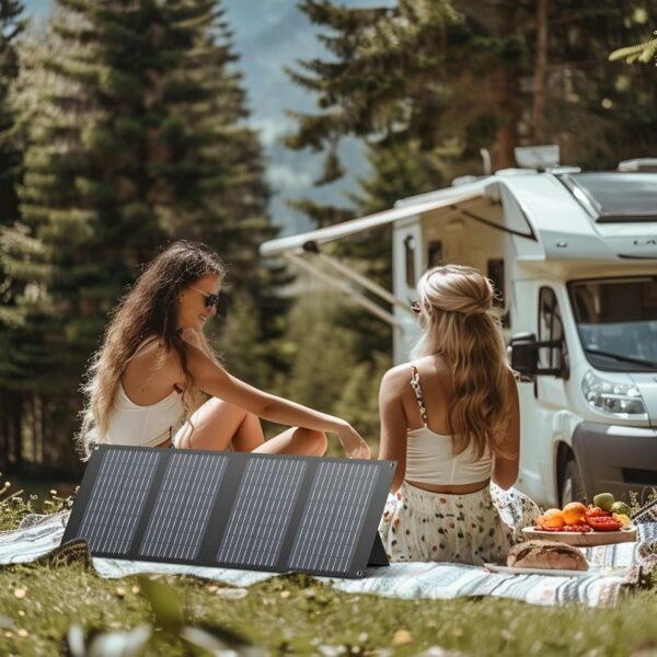 Portable Solar Panel Charger 40W Foldable Solar Panel for Portable Power Station, iPhone, iPad, Laptop, Camping Solar Panels with USB QC 3.0/USB C/18V DC, Solar Panels for Camping Outdoor Van RV Trip - For Sale - Price - Image 3