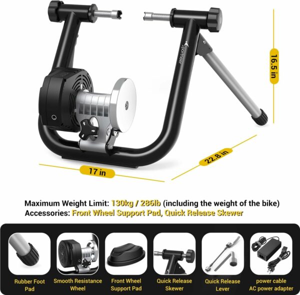 Sportneer Bike Trainer: Smart Bike Trainer Stand for 26-29" & 700C Wheels - Stationary Bike Stand with Bluetooth 4.0 & ANT+ Connection, Compatible with Zwift Onelap, Powerfun Rouvy AR App - For Sale - Price - Image 6