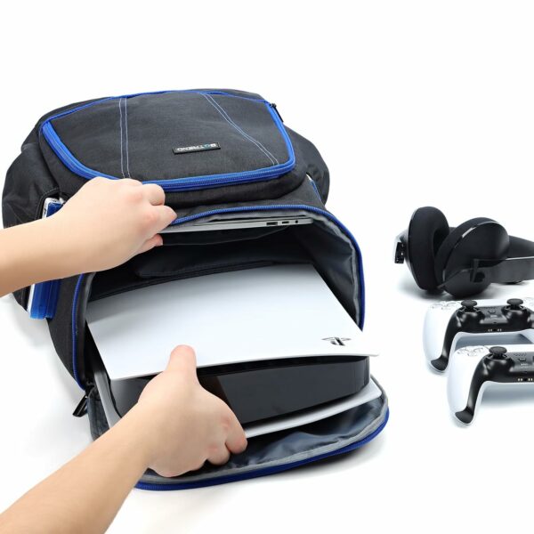 BGTREND PS5 Carrying Case, Playstation Backpack, Gaming Console Bag with Multiple Pockets for Accessories and 15.6" Laptop, Portable for Travel and Storage, Black - For Sale - Price - Image 3