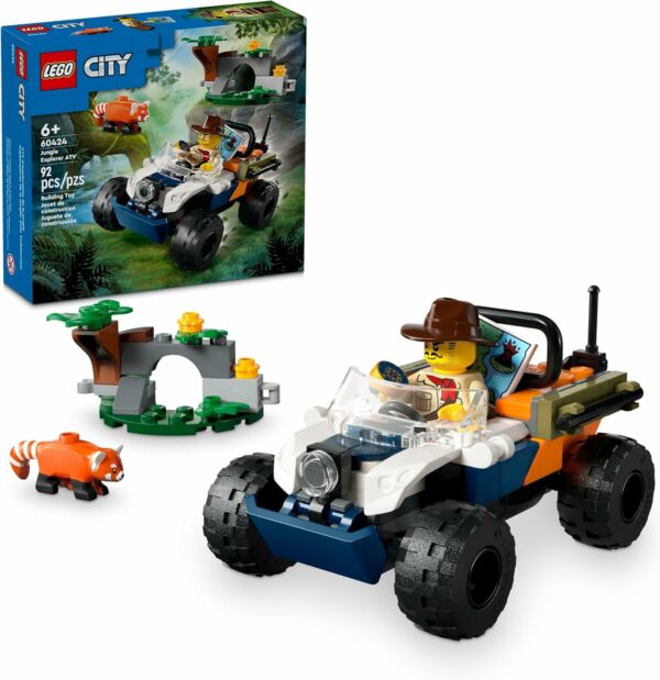 LEGO City Jungle Explorer ATV Red Panda Mission Car Toy, Fun Summer Toy for Kids Ages 6 and Up, Jungle Explorer Minifigure & Animal Figure Included, Outdoor Toy Gift Idea for Adventure Fans, 60424 - For Sale - Price