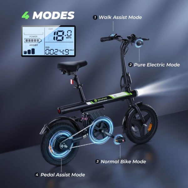 isinwheel U1 Electric Bike for Adults 500W Motor, 20 mph Folding Ebike, 14"/16"/20" Adults Electric Bicycles with Smart Uphill, 280.8Wh Battery, 25 Miles PAS Range, Mini E Bikes for Adults and Teens - For Sale - Price - Image 5