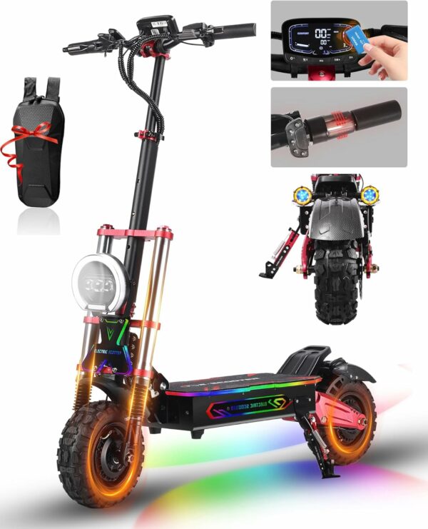 Adults Electric Scooter 6000W Dual Motor Up to 55 mph, 80 Miles Range，Fast Sport Electric Scooter 11" All Terrain Tires 800lbs Max Load with Detachable Seat，Folding - For Sale - Price